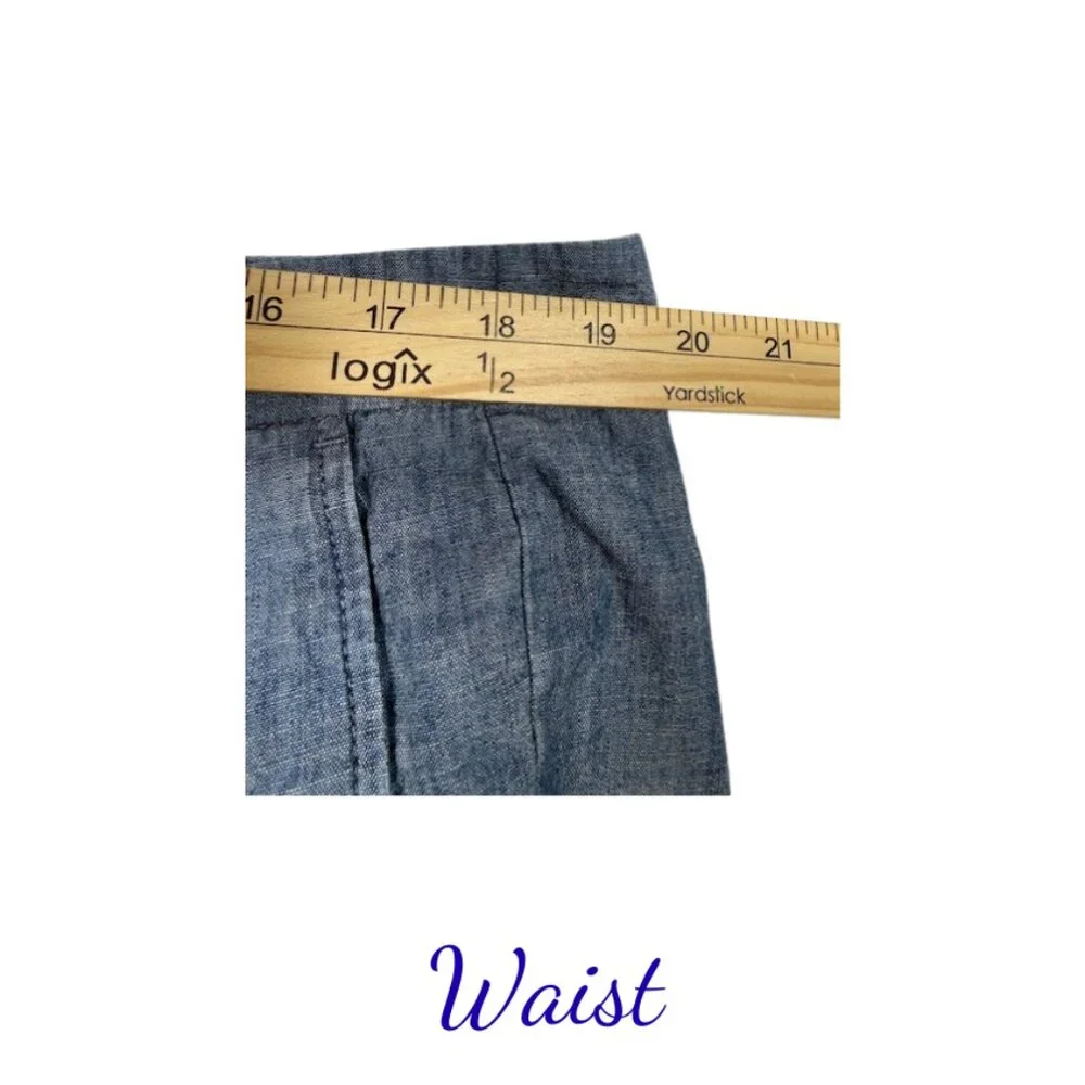 Ralph Lauren Blue Wide Leg Pants 16W Linen Blend - Picture 6 of 9